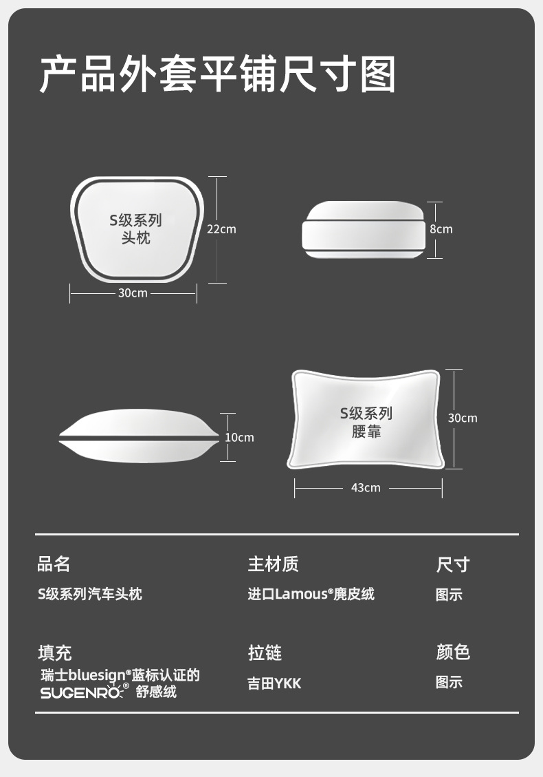Universal Car Neck Pillow with Lumbar Support, Perforated