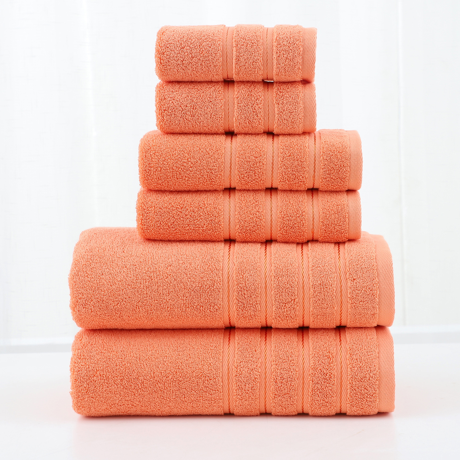 Cotton towel set 6-piece twill weave combed cotton bath and hand towels