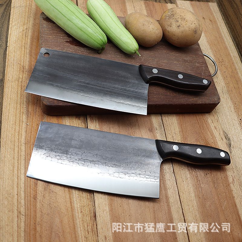 Kitchen knife set, hand-forged, stainless steel, wooden handle