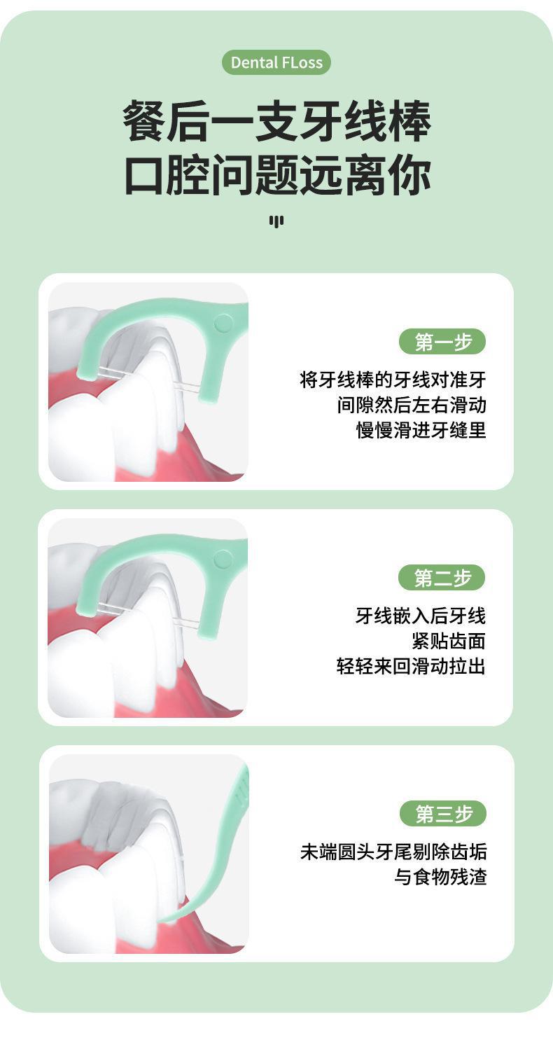 一次性薄荷牙线塑料便捷式口腔清洁薄荷双线牙线桶装盒装弓形牙线