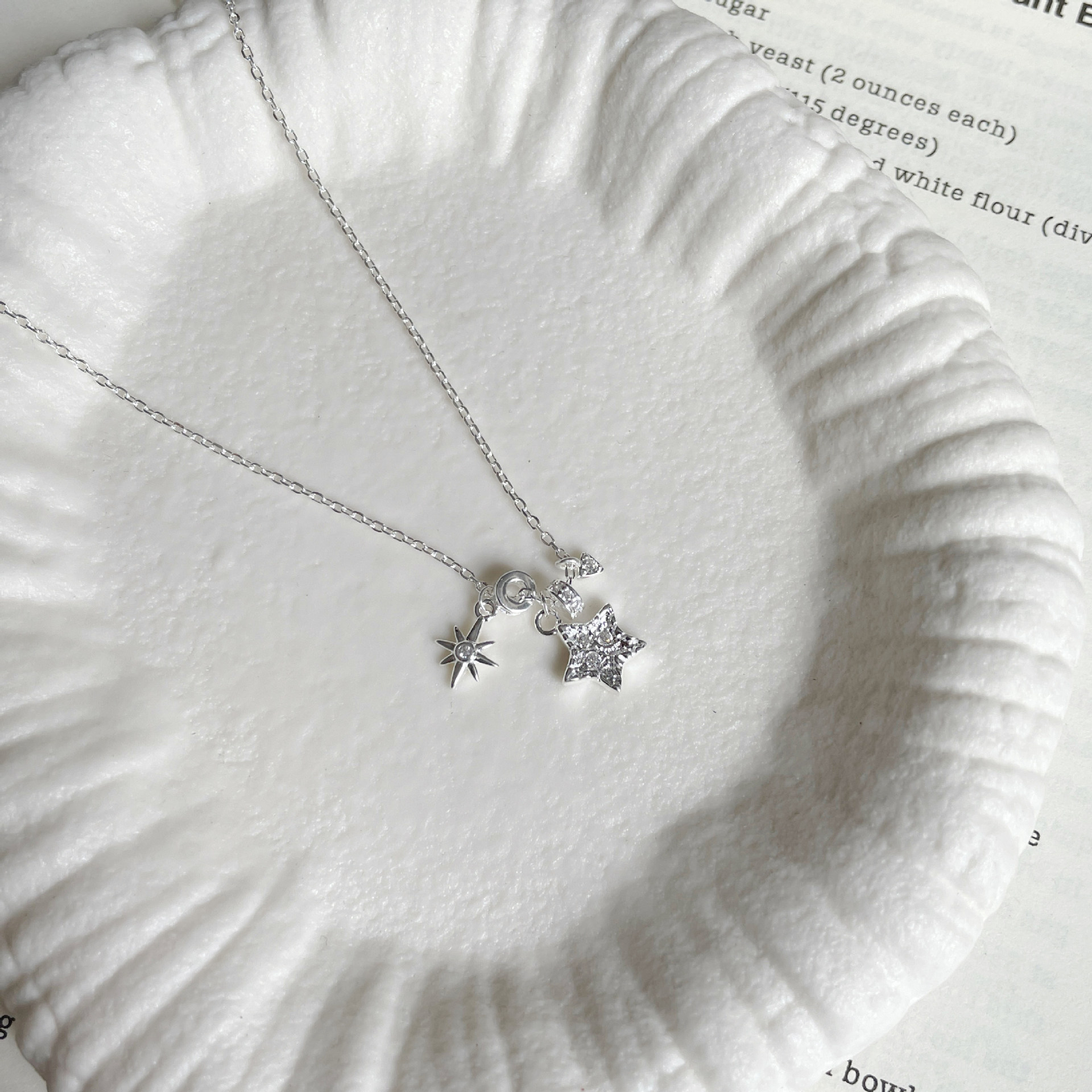 S925 sterling silver star necklace, elegant Korean style design