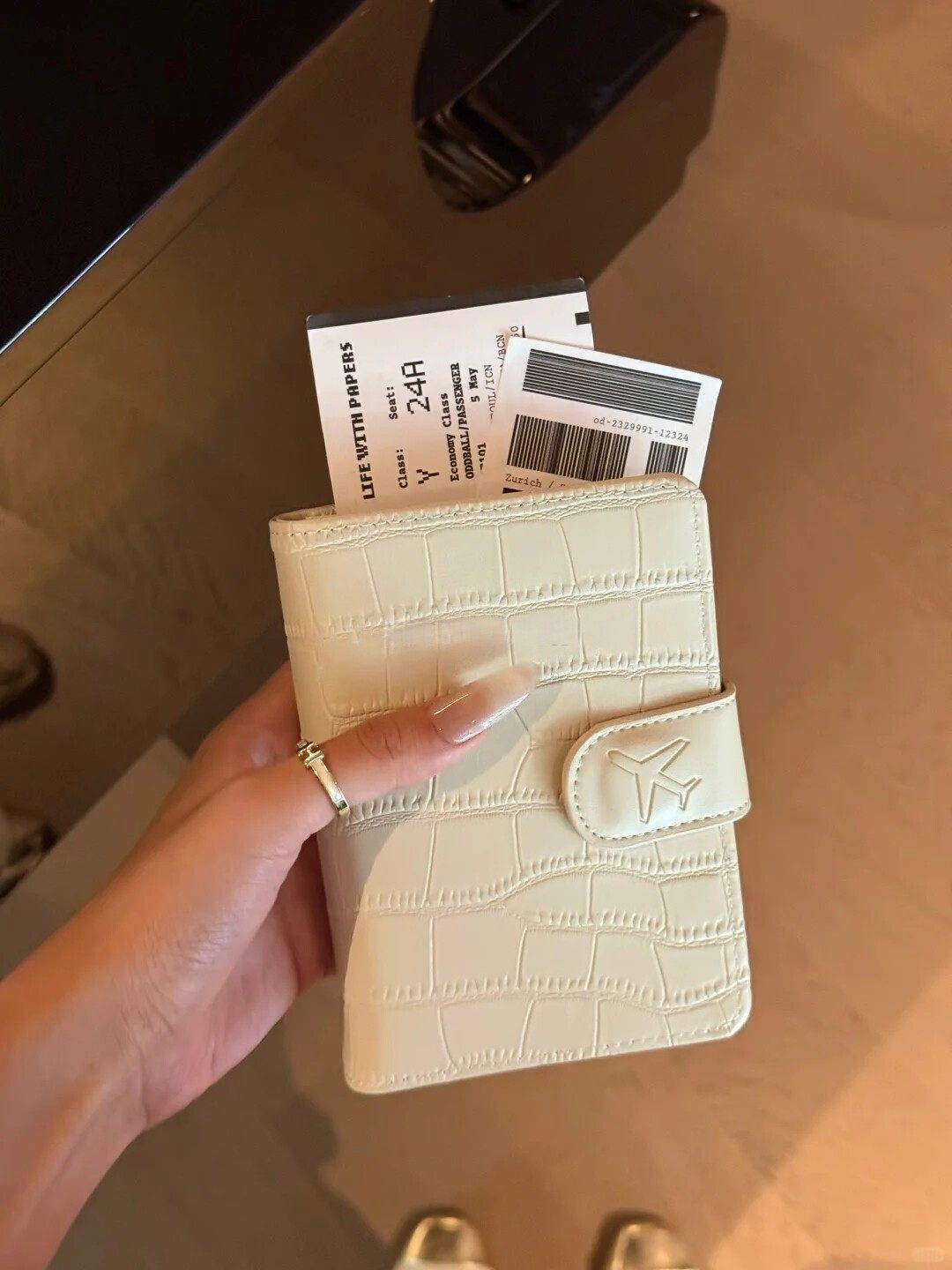 RFID-Reisepass-Brieftasche mit Karten- und Tickettaschen, Damenausführung