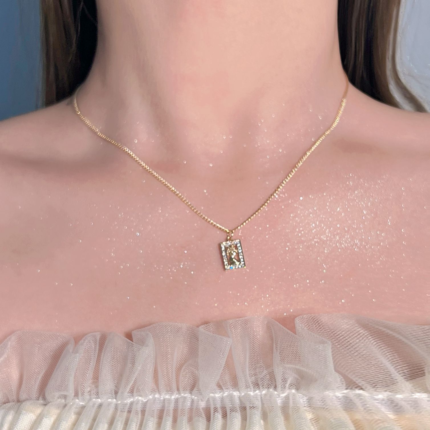 S999 Sterlingsilber Halskette Damen Zirkonia Schlüsselbein-Kette