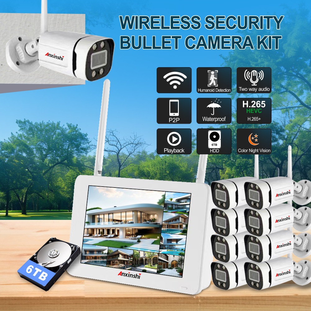 5MP 4/8-channel WIFI bullet camera kit with display