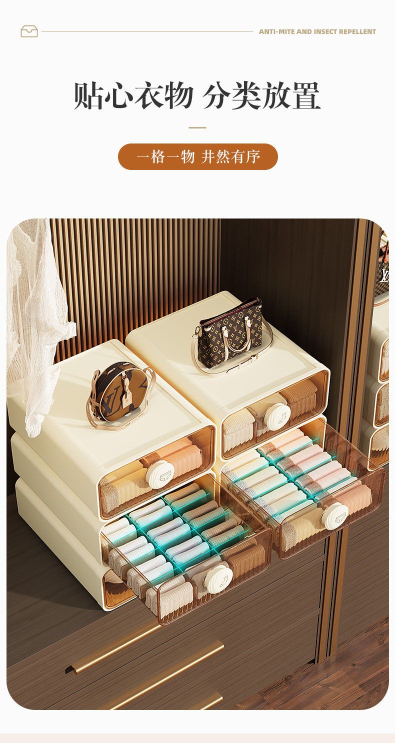 Underwear Storage Box Three-Section Drawer Organizer
