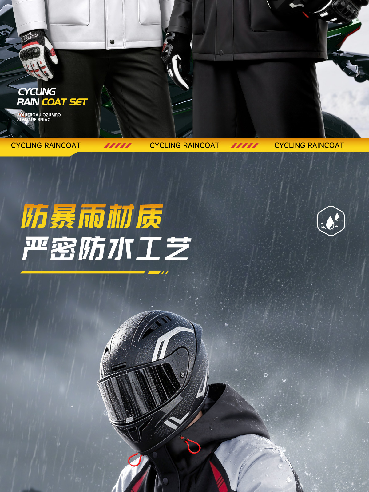 Motorcycle Rain Jacket and Pants PVC Thickened Split Suit