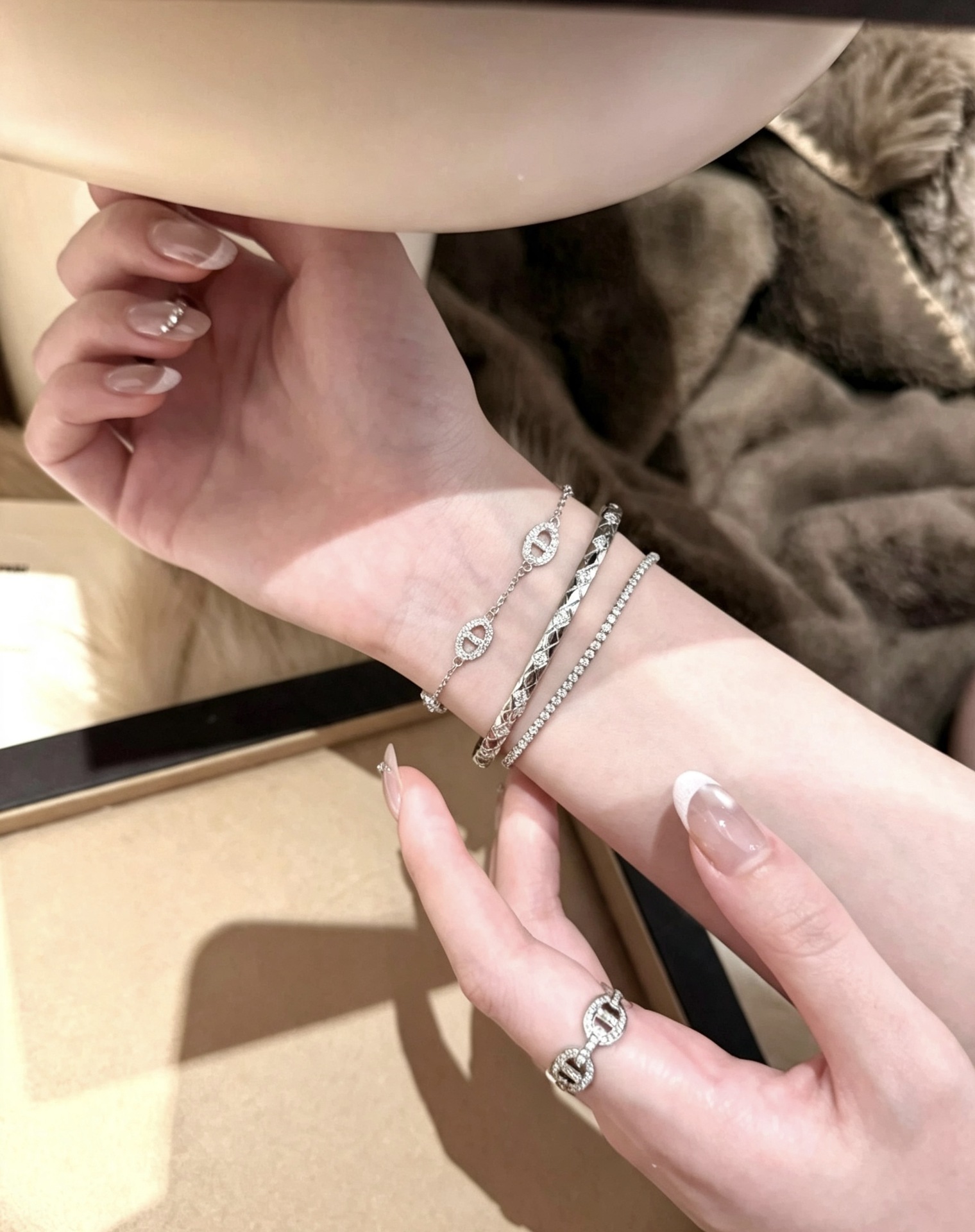 S925 Sterlingsilber Schweinennase Armband mit Zirkonia