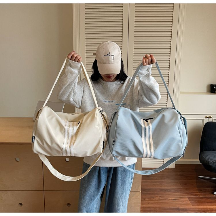 Striped Travel Bag, Large Capacity, Sports Style