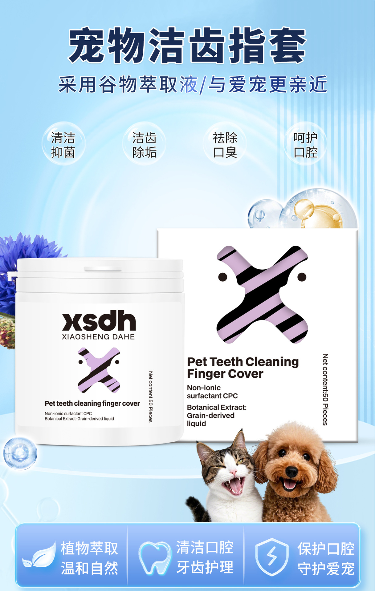 Haustier-Zahnreinigungsset, Fingerhut, Katzen und Hunde