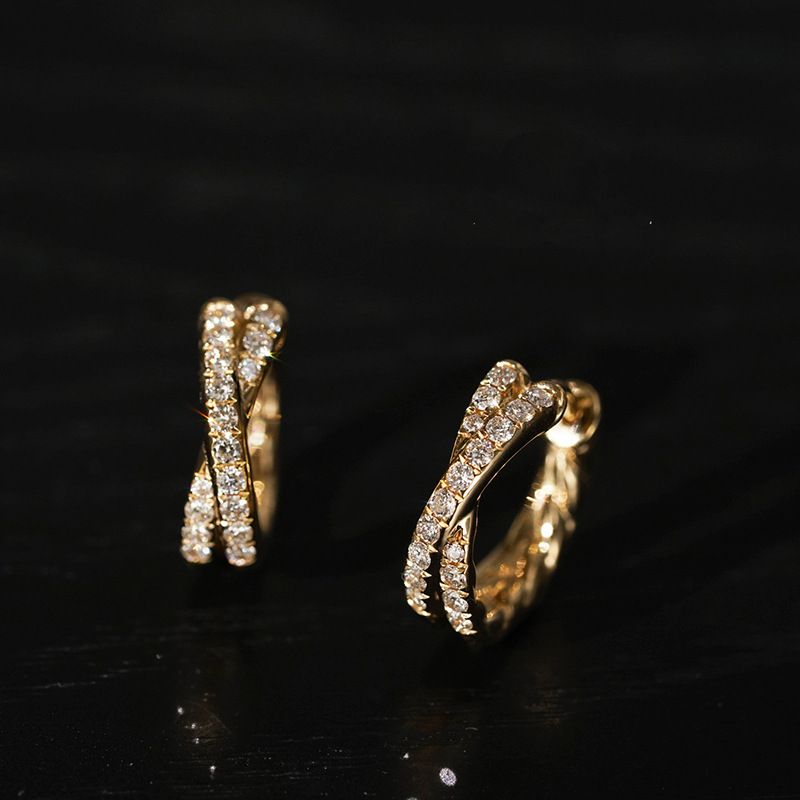 Zircon Stud Earrings Geometric Design Minimalist