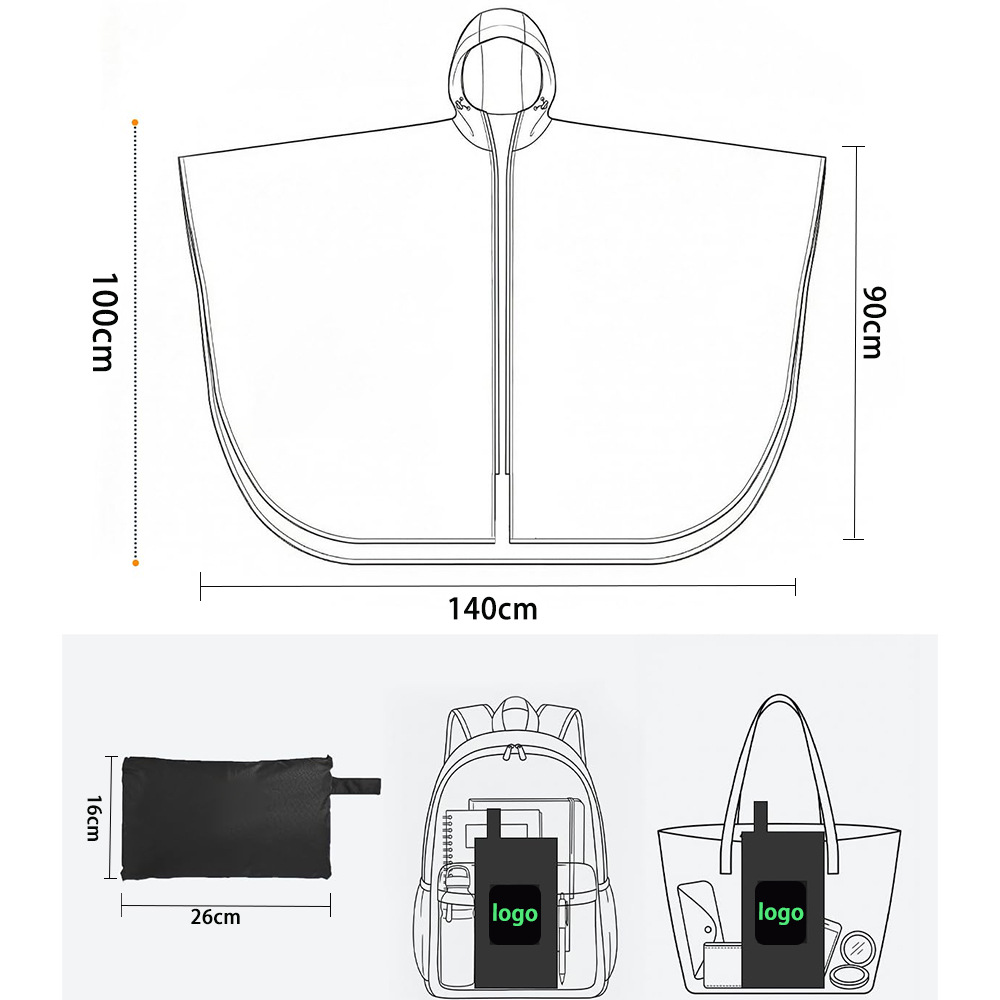 3-in-1 wasserdichter Regenmantel-Poncho für Wandern und Radfahren
