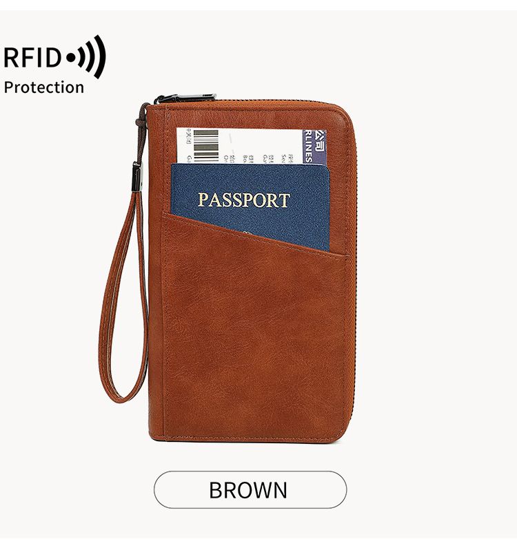 RFID korumalı pasaport cüzdanı, çok bölmeli seyahat çantası