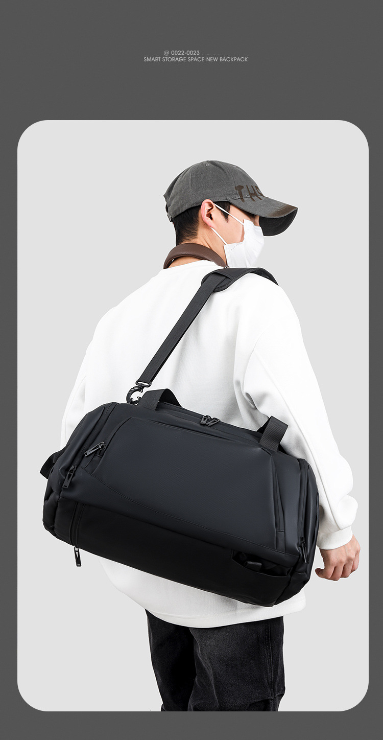 Multifunctional men's fitness bag, shoulder strap, large capacity travel
