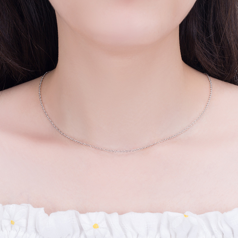 Silver plated neck chain, thin collarbone necklace