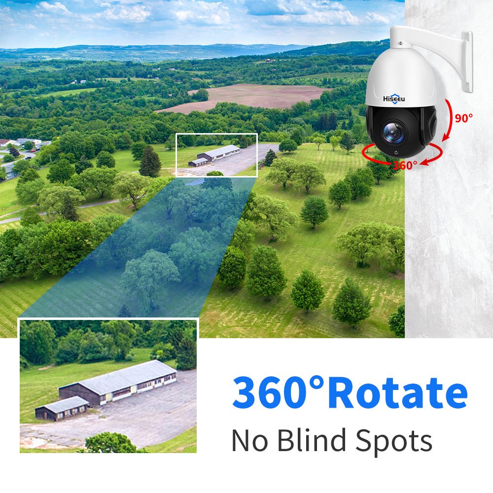Hiseeu outdoor POE wired 30x zoom 5 megapixel high resolution CCTV WIFI monitoring PTZ camera
