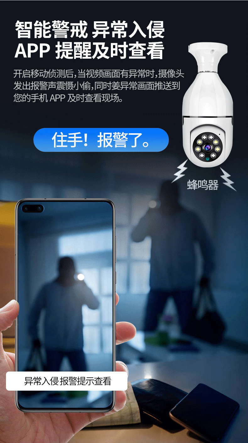 Tuya panoramik kamera, akıllı WiFi, E27 ses izleme