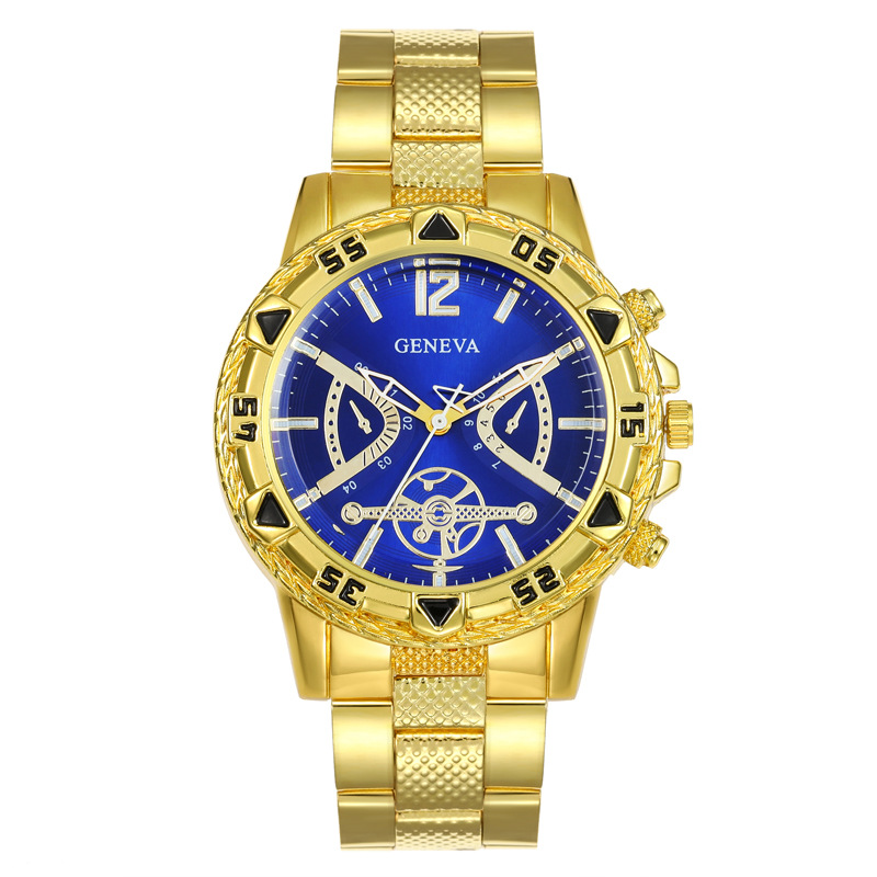 Men's wristwatch, steel strap, quartz, large dial