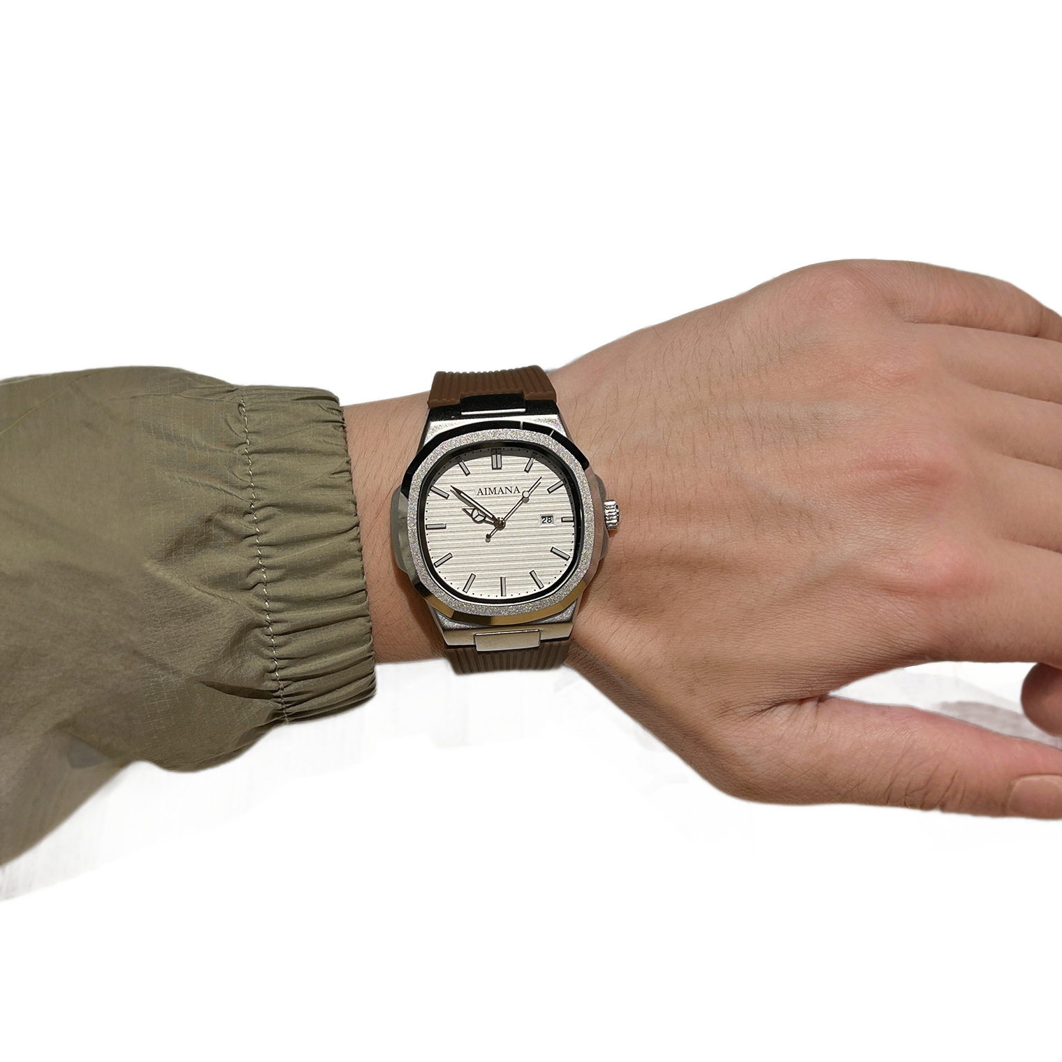 AIMANA Herrenuhr ultraflach Silikon-Armband mit Kalender