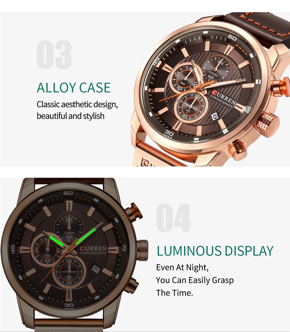 CURREN Herrenuhr, braun, wasserdicht