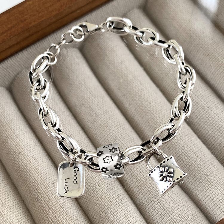 925 gümüş yıldız bilekliği, vintage stil