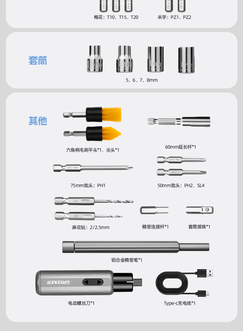 Lvlin Dual-Power Electric Screwdriver Set with LED Light