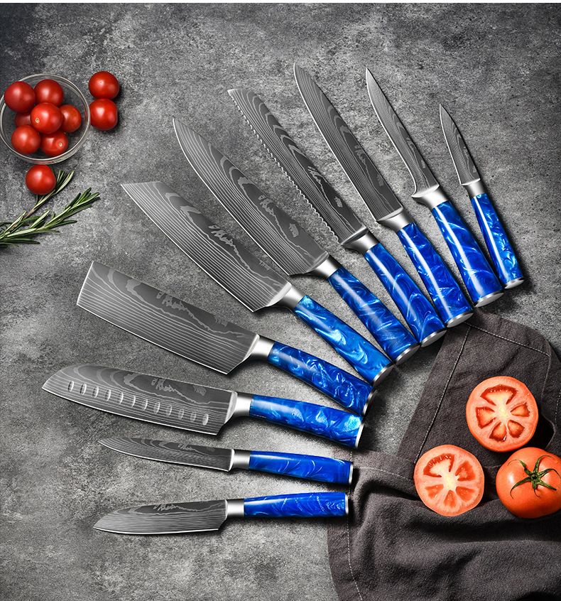 Damaszener-Muster Messerset, 7-Zoll Santoku, Entbeiningmesser