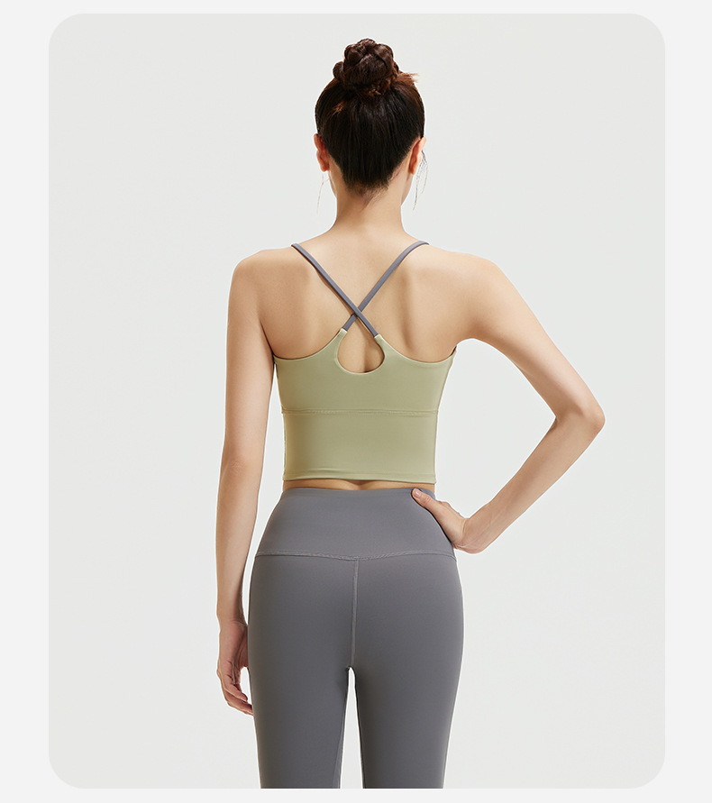 Nahtloses Yoga-Top, stoßdämpfend, Push-up, rückenfrei
