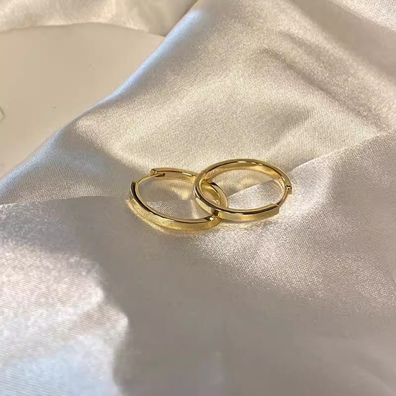 925 gümüş C halka küpe, altın kaplı, minimalist tasarım