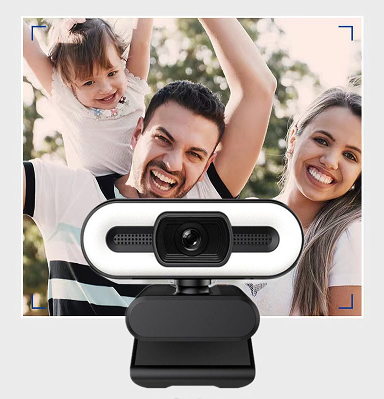 Computer camera 4K USB with adjustable 3-color fill light