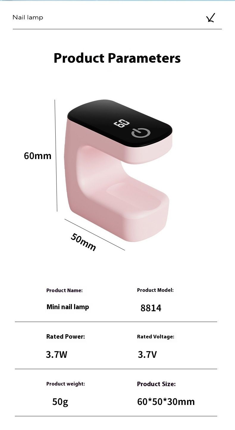 Mini kare UV-LED tırnak lambası, hızlı kuruyan jel ışığı