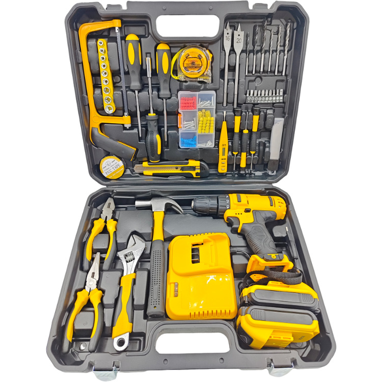 21V lithium electric drill set with 118 accessories, dual speed