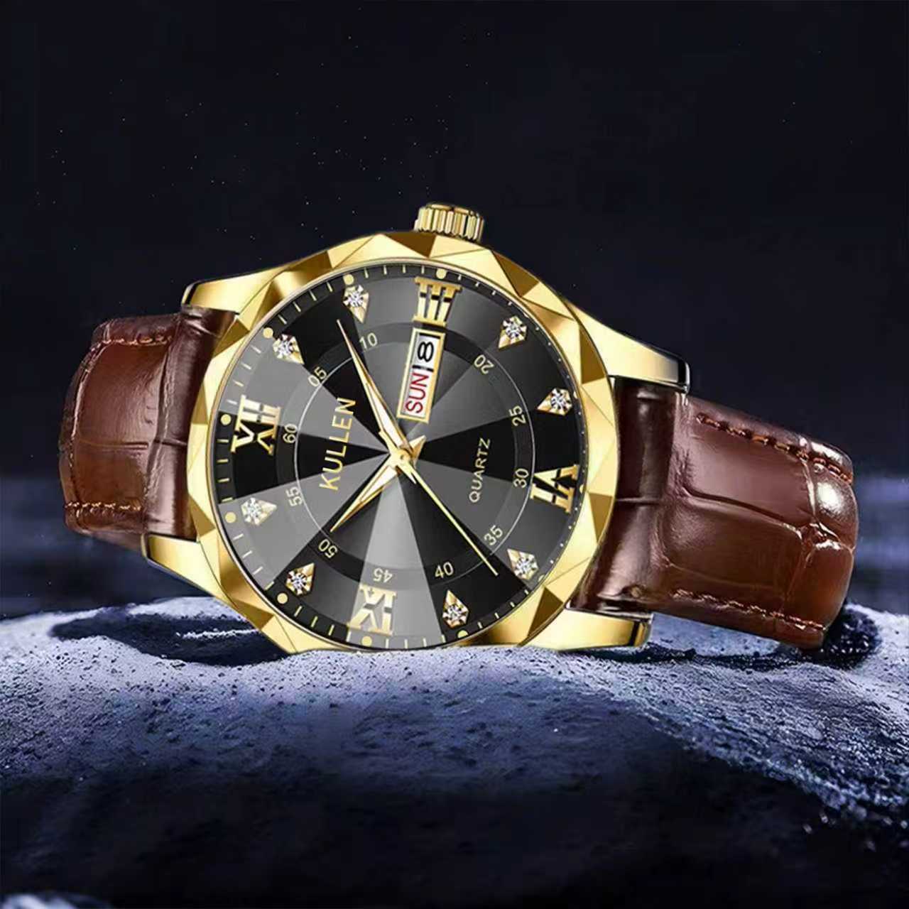 Swiss men's watch, quartz, ultra-thin, calendar, waterproof