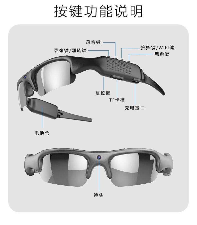 Smart Bluetooth glasses with camera and video recording