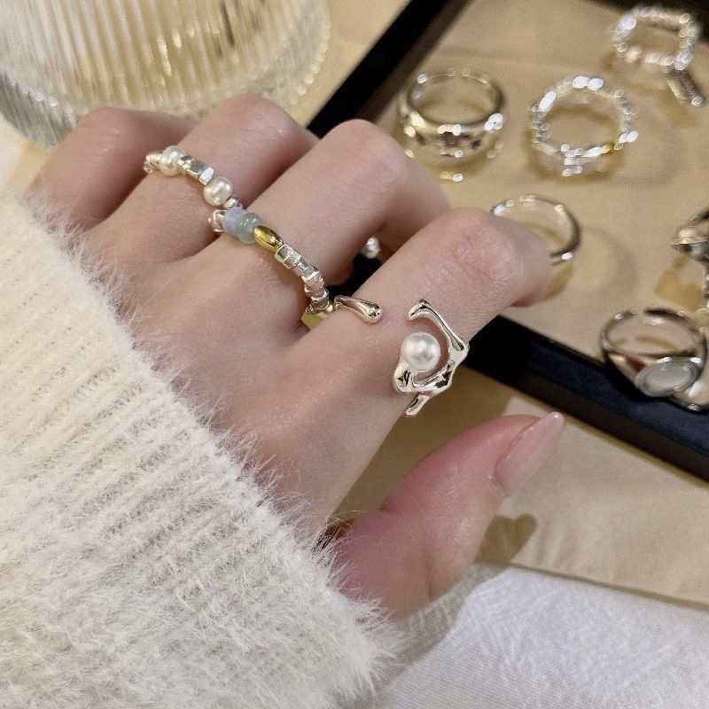 Damen-925er Silber koreanischer verstellbarer Ring, Nischendesign