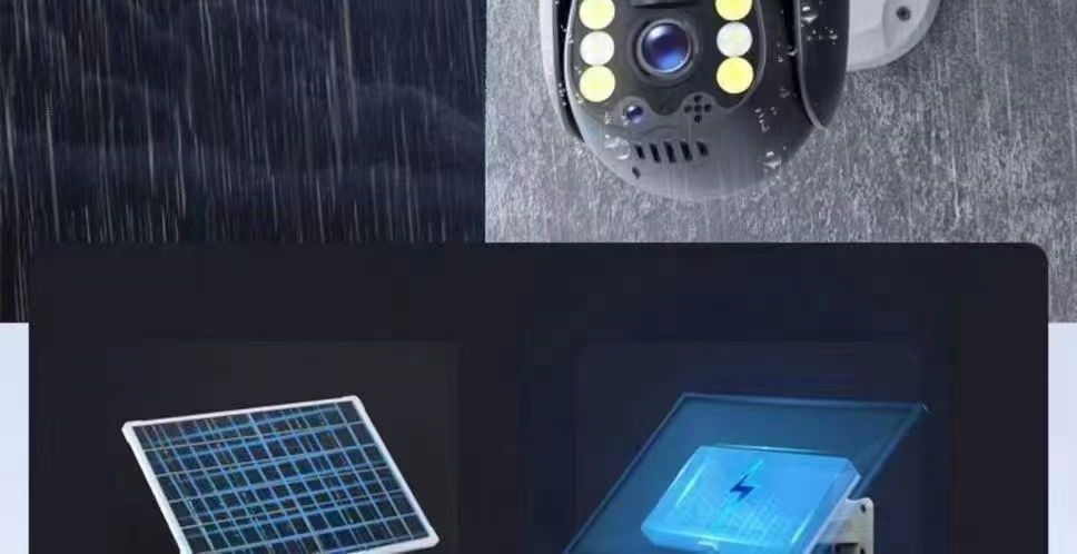 Solar-Überwachungskamera 360°, Farbnachtsicht, wasserdicht