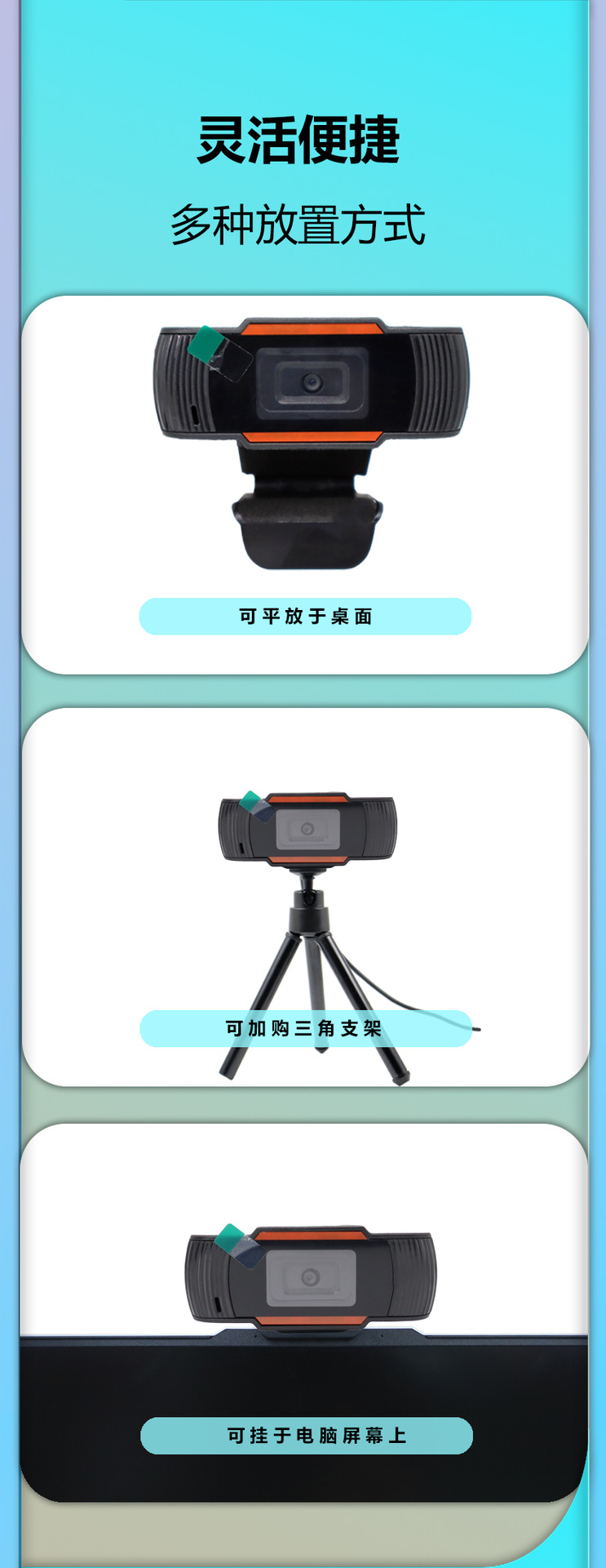 High-resolution USB webcam for desktop computer
