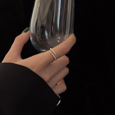 Pearl ring women adjustable open design
