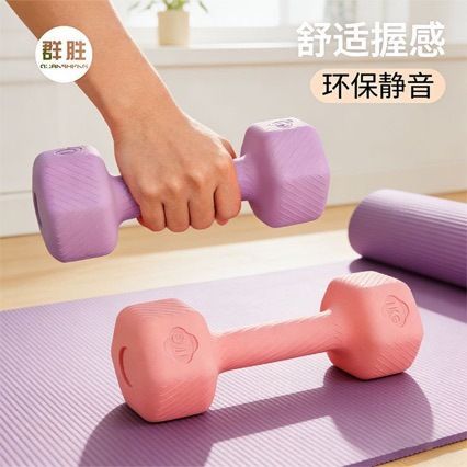 群胜哑铃女士健身器材儿童包胶男士练臂肌壶铃小哑铃套装一件代发