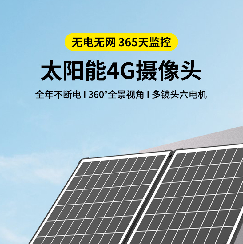 Solar-powered camera monitor, 360 degree, night vision