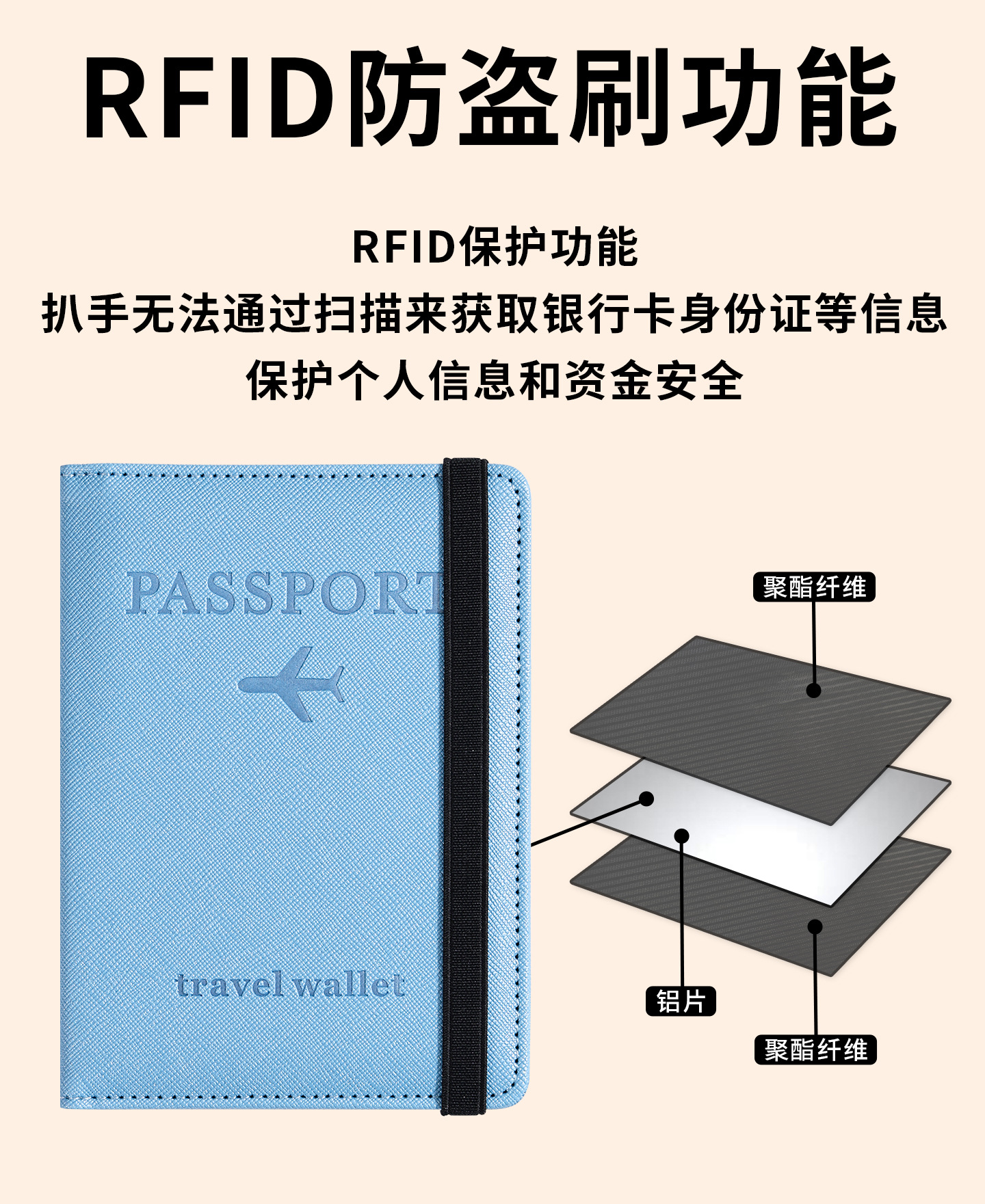 PU deri pasaport çantası, RFID manyetik koruması, hediye seti