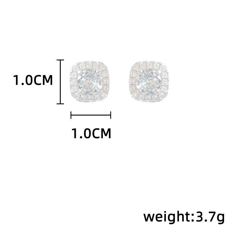 925er Silber Zirkon-Ohrstecker quadratisch elegantes Design