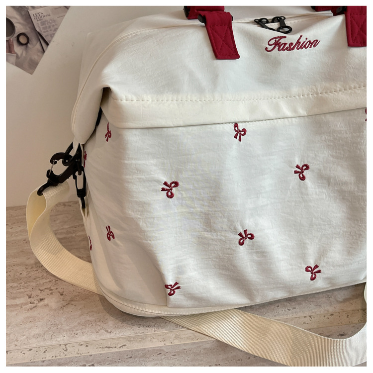Bow-Detail Large-Capacity Travel Bag with Padding, Single Shoulder