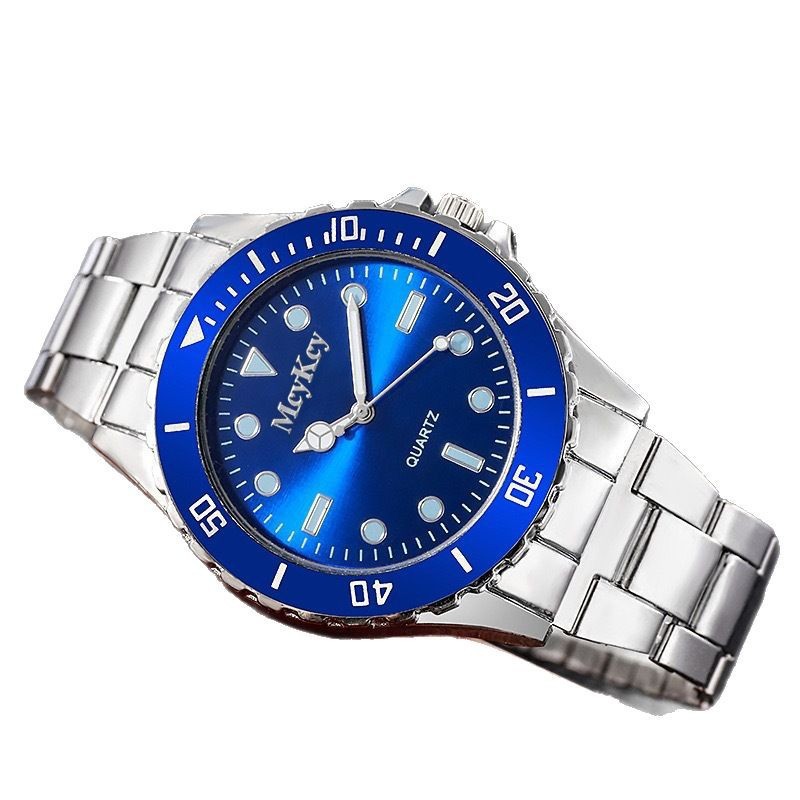Men's quartz watch, steel strap, water-resistant business style