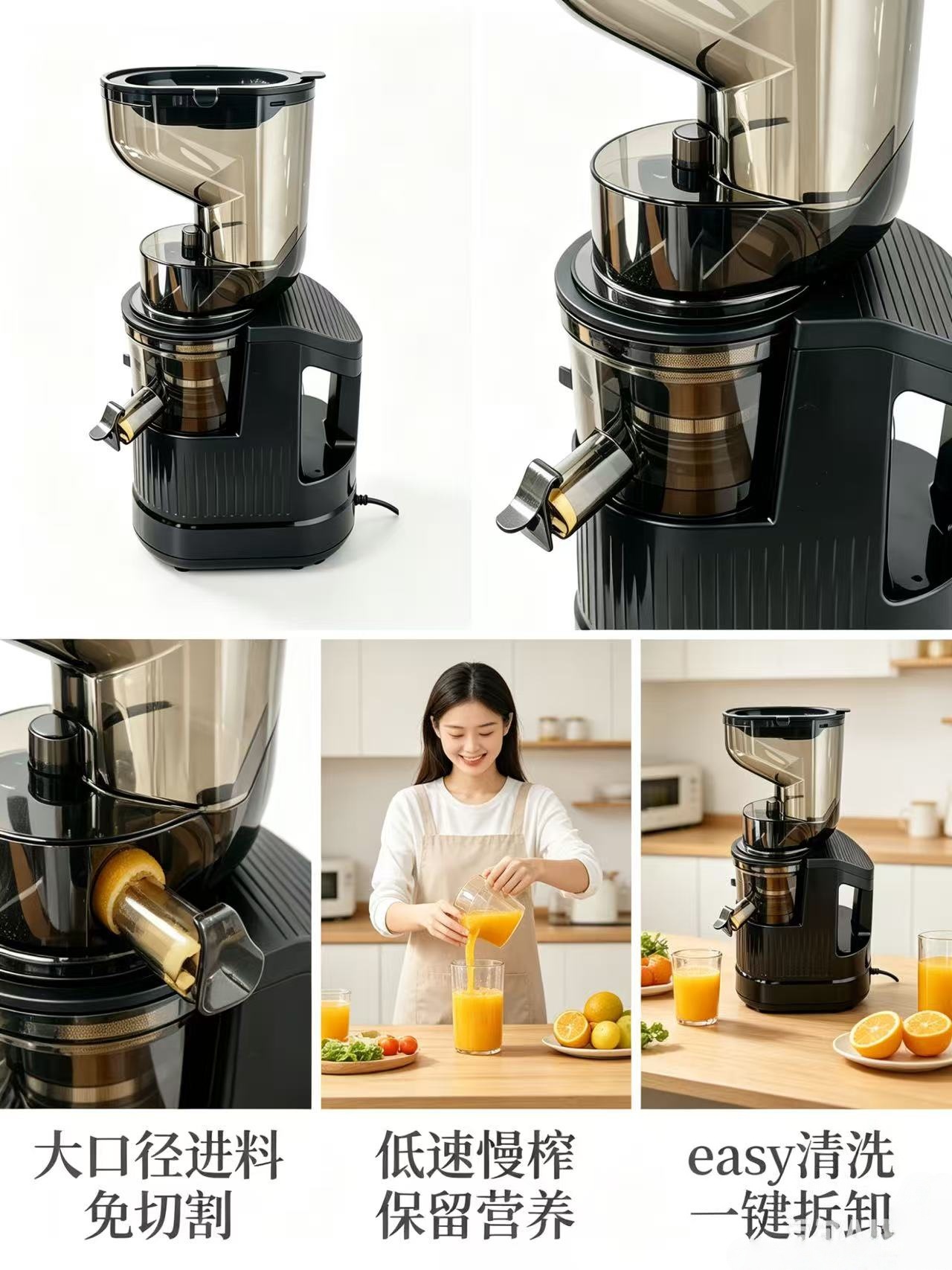 Slow Juicer mit großem Durchmesser, Obst- und Gemüsesaft