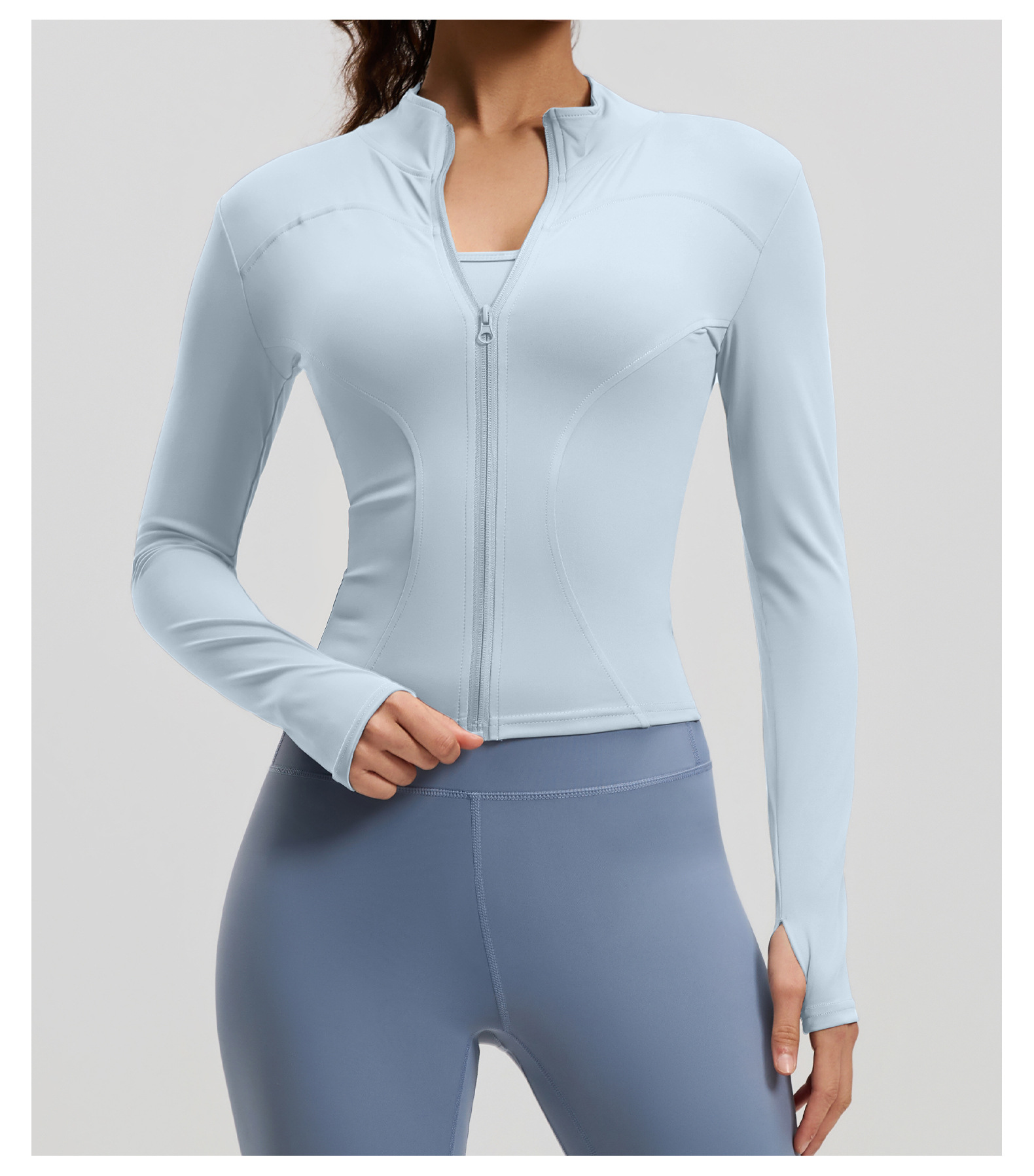 Yoga jacket, slim fit, stand collar, sports training