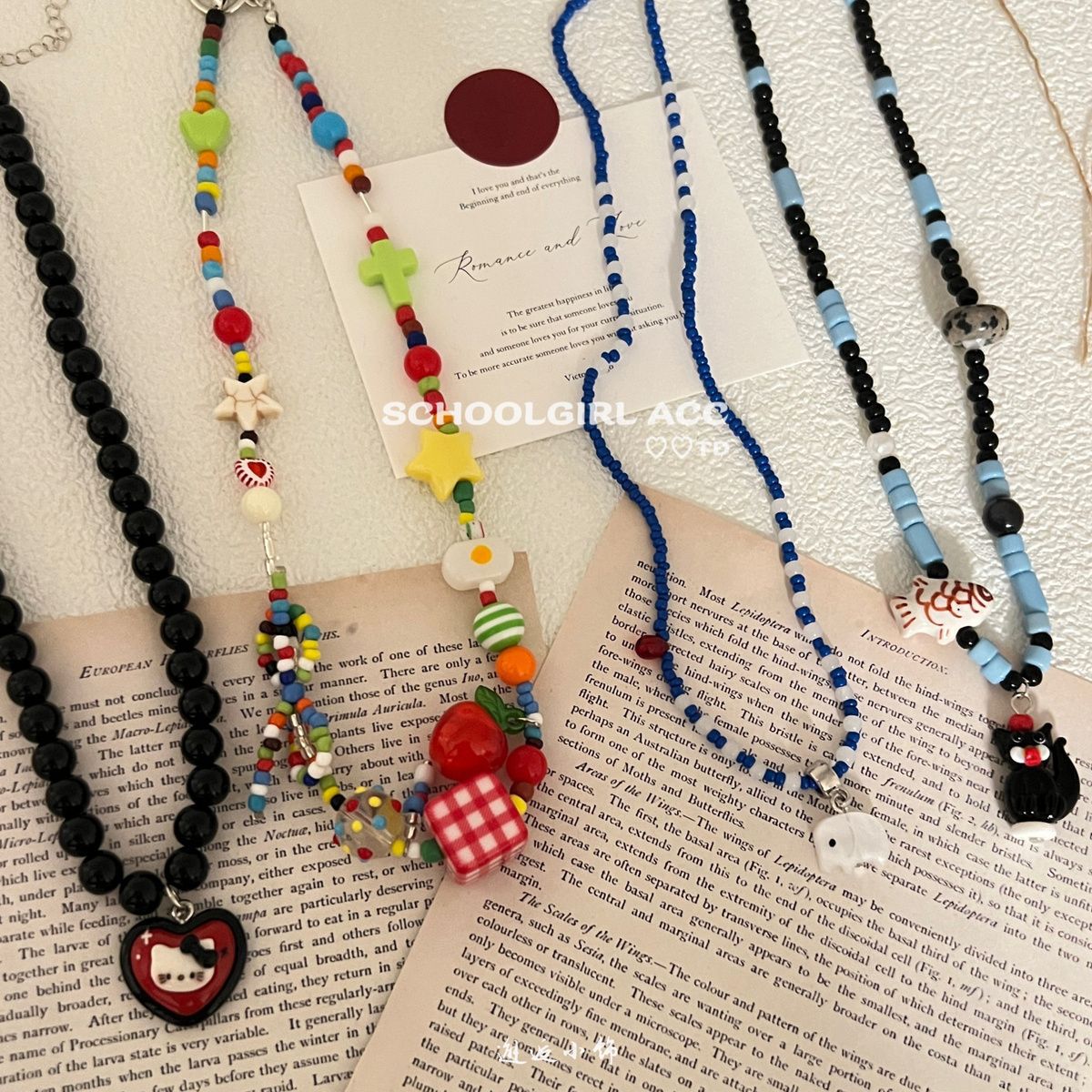 Bunte Emaille-Halskette, koreanischer Stil, Schlüsselbein-Kette