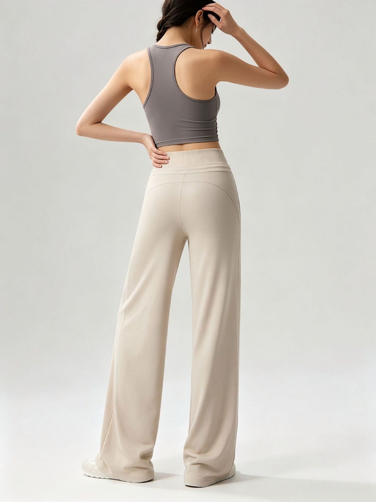 Yoga-Hose mit weitem Bein, hoher Taille, Pilates-Training
