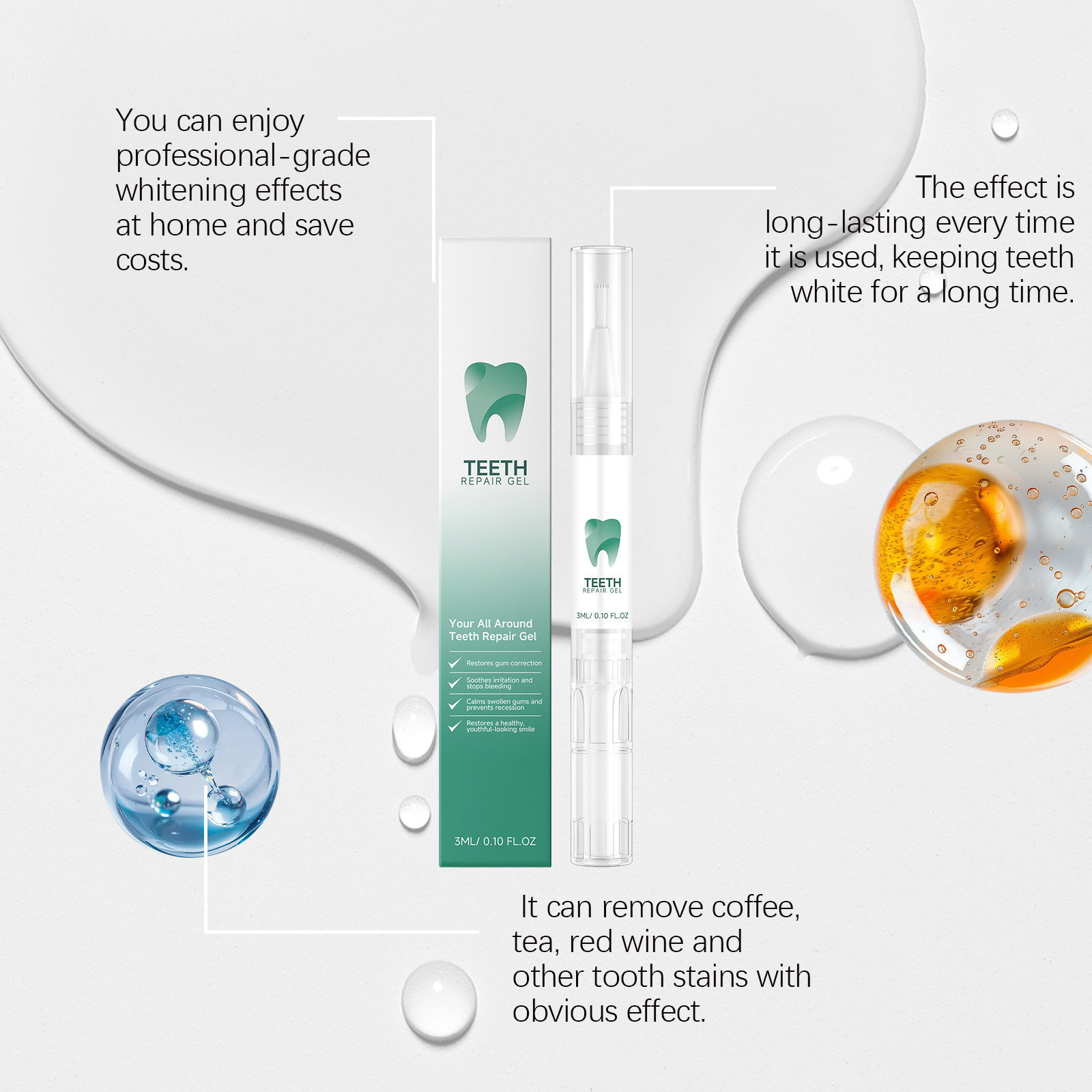 Teeth care gel pen for tartar and stain removal