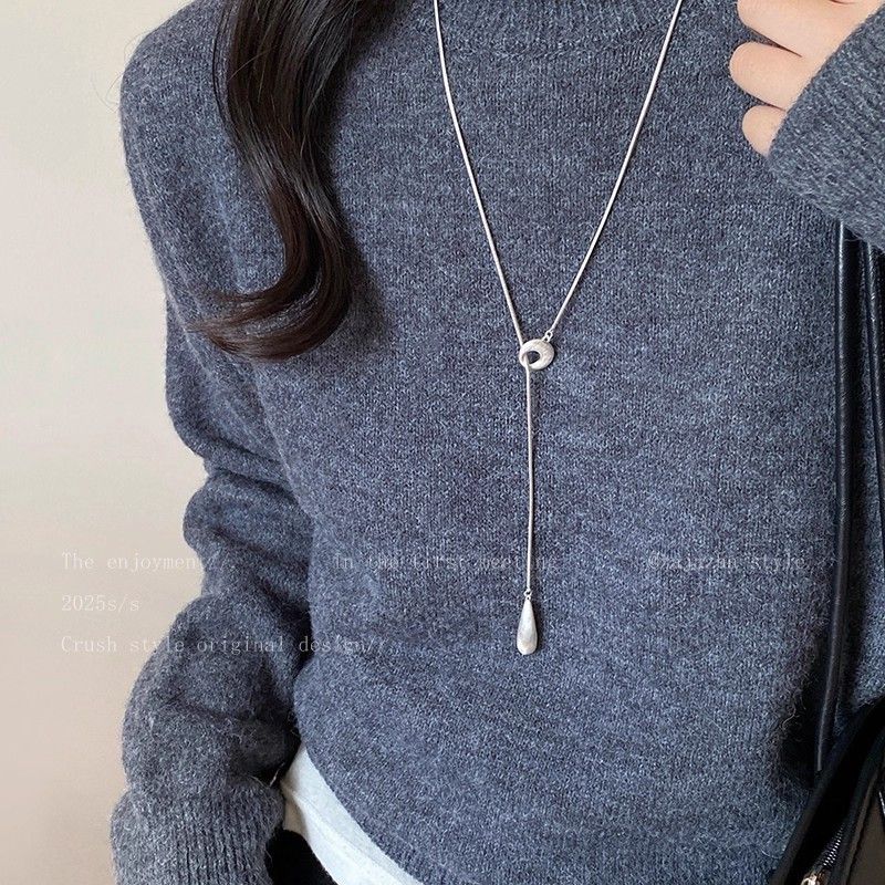 Pullover-Halskette, lang, doppellagige Kette