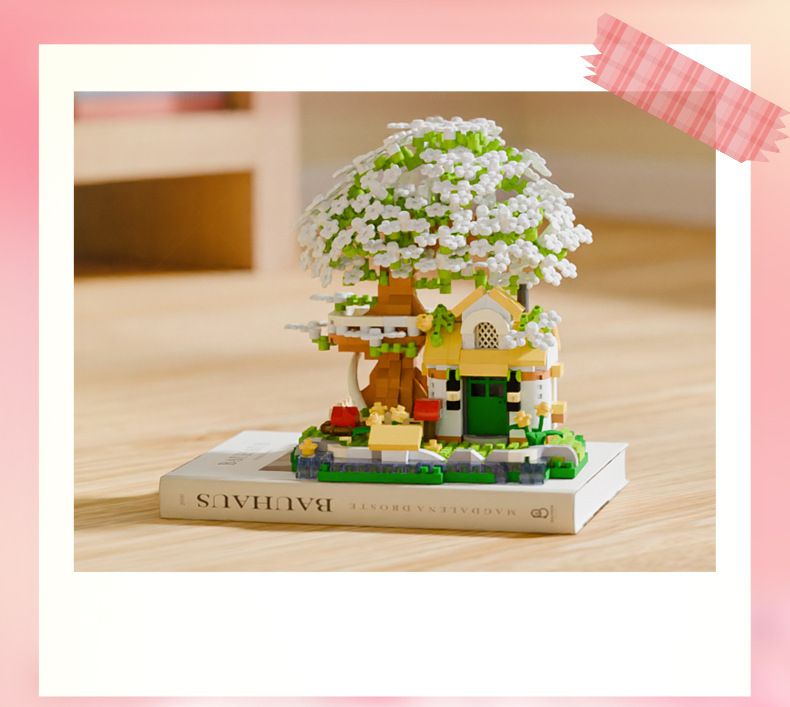 [Toptan Dropshipping] Dört Mevsim Sakura Ağacı Ev Yapı Taşları Lego ile Uyumlu çocuk Eğitici Oyuncaklar Masaüstü Süsler Hediyeler